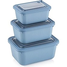 Nacario Dikdörtgen Saklama Kabı Seti, Bpa Içermez, 3 Parça, 600-1100-1800 ml (Mavi̇)