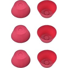 Nacario Kırmızı Silikon Mini Brownie Muffin Kalıbı, 7x3 Cm, Cupcake Kalıbı, 6 Adet