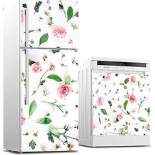 Nacario Buzdolabı Bulaşık Makinası Beyaz Eşya Sticker Kaplama Güller