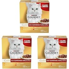 Nacario Gourmet Gold Parça Sığır Etli Yaş Multipack 85 Gr.(8 Al 6 Öde) (3 Paketi)
