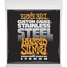Nacario Ernie Ball Hybrid Slinky Paslanmaz Çelik Yara Elektro Gitar Telleri, Gauge 9-46