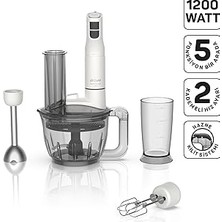 Nacario AR1187 Soprano Neo Multi Blender Seti 5 Fonksiyonlu 1200W, Beyaz