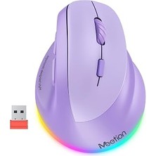 Nacario Meetion Ergonomik Fare, Kablosuz Dikey Rgb Arkadan Aydınlatmalı Şarj Edilebilir Fare, Bluetoot