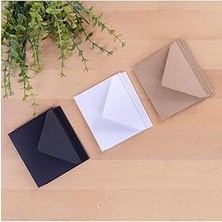 Nacario Bimotif Minik Zarf Seti, 7x9 cm 15 Adet (Kraft-Beyaz-Si̇yah)