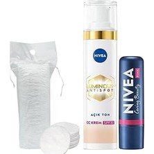 Nacario SPF30 LUMINOUS630 Karşıtı cc Krem Ton 40ML Pembe Renkli Dudak Kremi, Pamuk Hediye