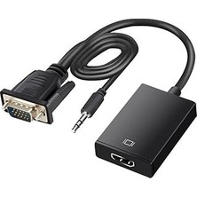 Nacario Kenly VGA To HDMI Adaptör (Vga → Hdmi) Görüntü Ses Aktarıcı Dönüştürücü – USB Güç Destekli