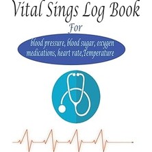 Nacario Vital Sign Log Book For Blood Pressure, Blood Sugar, Oxygen, Medications, Heart Rate, Temperature: