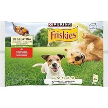 Nacario Friskies Yetişkin Köpekler Için Sığır Etli Sebzeli Yaş Mama 85 Gram, 4 Adet