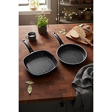 Nacario Bernardo Carolin 2 Parça Grill Tava Seti Siyah (26 cm -28 Cm)