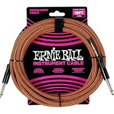 Nacario Ernie Ball Enstrüman Kablosu Esnek Düz Açılı 18FT - Turuncu