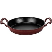 Nacario Lava Döküm Yuvarlak Sahan Döküm Demir Yekpare Çift Kulplu Çap 24CM Bordo, Lv Y Tv 24 Shn Br