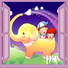 Nacario Çocuk Odası Bebek Odası Pencere Poster Duvar Kağıdı Fil