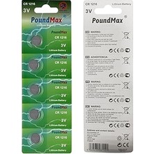 Nacario Poundmax 1216 DL1216 3V Lityum Düğmeli Pil (5'li Paket)