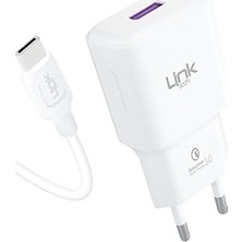 Nacario Linktech T443E Strong 18W Şarj Aleti Type-C USB Kablo Set Qc 3.0A
