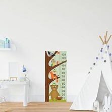 Nacario Çocuk Odası Bebek Odası Boy Ölçer Boy Cetveli Sticker Ağaçta Hayvanlar