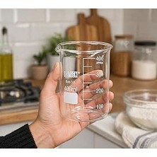 Nacario 400 ml Cam Beher – Isıya Dayanıklı Laboratuvar Tipi Ölçü Kabı