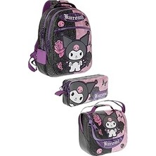Nacario Wiggle Kuromi Temalı 3'lü Okul Seti Sırt Çantası-Beslenme Çantası-Kalemlik