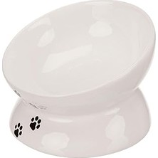 Nacario Trixie Mama Su Kabı Yükseltilmiş Ergonomik Seramik 0.15LT 13 cm Beyaz