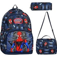 Nacario Üçlü Okul Çantası Seti Ilkokul Okul Çantası + Termal Beslenme Çantası + Kalemlik (Spiderman Örümcek
