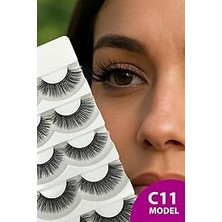 Nacario Ruby Face Doğal Görünümlü Ipek Bütün 5li Takma Kirpik Seti- 5 Çift Gerçek Takma Kirpik- Model: C11