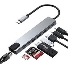 Nacario Daytona CF55 Macbook Android Uyumlu Type-C To 2 USB 3.0 4K HDMI Ethernet RJ45 Pd Çevirici Hub Adapt