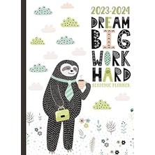 Nacario Academic Planner 2023-2024 Large | Big Work Hard Motivational Sloth Hardcover: July - June |