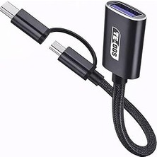 Nacario Coverzone USB Otg Adaptör USB To Usb-C Micro USB Dönüştürücü Kablo Flash Bellek Klavye Mouse Gamepa