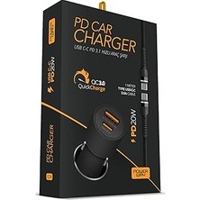 Nacario CC36 3.1A PD20W Type-C To Type-C Hızlı Şarj Yeni Nesil Araç Şarj Aleti Çakmaklık
