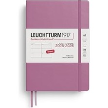 Nacario LEUCHTTURM1917 Orta Boy (A5) Aylık Haftalık Ajanda 2026 Sert Kapak, Ingilizce, Tozlu Gül
