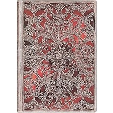 Nacario Garnet Midi Unlined Softcover Journal, 176PG, 100GSM By Paperblanks (Silver Filigree Collection)