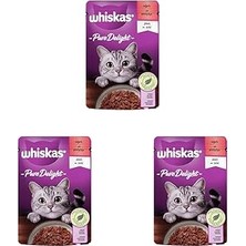 Nacario Whiskas Pouch Pure Delight Jöle Içinde Sığır Etli Yetişkin Konservesi 85 gr 3lü Paket