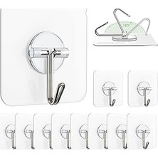 Nacario Aee® 10 Adet Şeffaf Duvar Askısı Iz Bırakmayan Güçlü Yapışkanlı Kapı Arkası Banyo Mutfak Düzenleyic