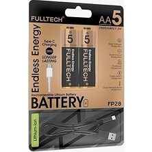 Nacario Şarjlı Kalın Kalem Pil Aa Şarj Edilebilir Pil 1.5V 2800MWH Lityum-Ion Kalın Pil Aa 5 Type-C Şarjlı