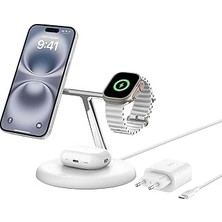 Nacario Belkin 3'ü 1 Arada Manyetik Magsafe Uyumlu Qi2 15W Kablosuz Şarj Standı, Iphone 16, 15, 14 13 Se