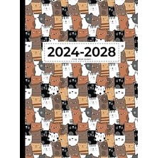 Nacario Independently Published 5 Year Diary 2024-2028 | A4 Serious Cat Crowd (Hardcover): Month To View Pl