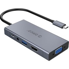 Nacario Orico Type-C To USB 3.0 HDMI VGA Aux Pd Çoklayıcı Dönüştürücü Hub