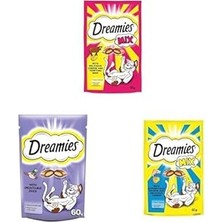 Nacario Dreamies Seti | Kuru Sığırlı Peynirli, 60 G X2 + Ördekli Ödül 60 gr X2 + Kuru Somonl