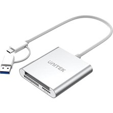 Nacario Unitek Y-9313D C Tipi USB Kart Okuyucu Hepsi Bir Arada Gümüş