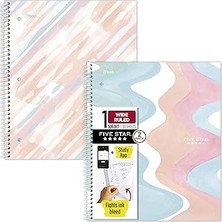 Nacario Five Spiral Defter 2'li Paket, Geniş Çizgili, 20X27CM, 80 Yaprak, Su Geçirmez Kapak, Pastel De