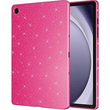 Nacario Zore Galaxy Tab A9 Simli Parlak Görünümlü Tablet Kılıf Pembe Koyu