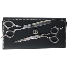 Nacario Profesyonel Berber Kuaför Saç Kesim Makası Seti, 6.5 Inç, 2'li Set, Deri Çantalı, Model FRZ65-S1