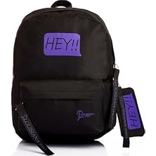 Nacario Louisiana Laptop Bölmeli Okul Çantası Hey!!! Siyah Mor 1525