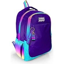 Nacario Coral High Rainbow Fermuarlı Mor Ilkokul Ortaokul Günlük Sırt Çantası - Kız Çocuk
