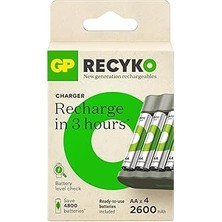 Nacario Gp B441 USB Pil Şarj 4 Adet 2600MAH Aa Kalem Pilli Set