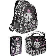 Nacario Probag Kuromi Tasarımlı Kız Çocuk 3lü Okul Çanta Seti Sırt Çantası Termal Beslenme Çantası Kalemlik