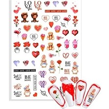 Nacario Pop Beauty Nail Tırnak Süsleme Sticker Tırnak Dövmesi Tırnak Tattoo Kırmızı- Pembe