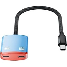 Nacario Livx Usb-C Çoklayıcı Adaptör 2 Port Usb-C Hub, 100W Pd Hızlı Şarj, 8K@60Hz Görüntü Aktarımı, USB 2.
