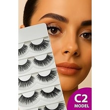 Nacario Ruby Face Doğal Görünümlü Ipek Bütün 5li Takma Kirpik Seti- 5 Çift Gerçek Takma Kirpik- Model: C2