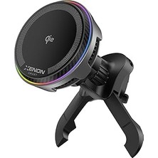 Nacario Xenon Qi2 Kablosuz Araç Şarjı Tutucu | 15W Aktif Soğutma Fanı 48W Hızlı Şarj Adaptörü 360°