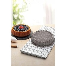 Nacario Karbon Çelik 22 cm Yuvarlak Dilimli Tart Turta Kek Kalıbı CIN803KHV
